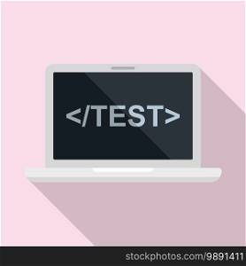 Test laptop icon. Flat illustration of test laptop vector icon for web design. Test laptop icon, flat style