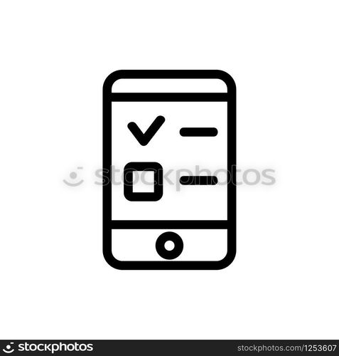 Test on the phone icon vector. Thin line sign. Isolated contour symbol illustration. Test on the phone icon vector. Isolated contour symbol illustration