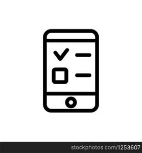 Test on the phone icon vector. Thin line sign. Isolated contour symbol illustration. Test on the phone icon vector. Isolated contour symbol illustration