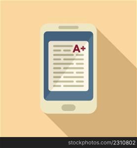 Test online tablet icon flat vector. Training study. Home education. Test online tablet icon flat vector. Training study