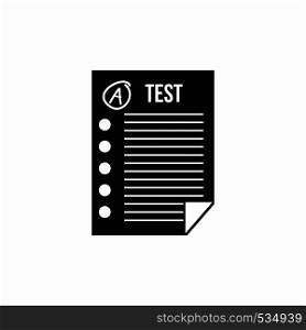 Test paper icon in simple style on a white background. Test paper icon, simple style
