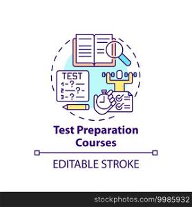 Test preparation courses concept icon. Improving language learning level idea thin line illustration. Test prep. Educational course. Vector isolated outline RGB color drawing. Editable stroke. Test preparation courses concept icon
