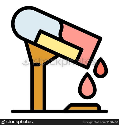 Test tube blood drops icon. Outline test tube blood drops vector icon color flat isolated. Test tube blood drops icon color outline vector
