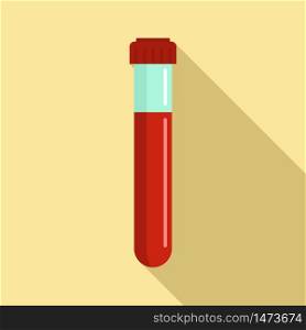 Test tube blood icon. Flat illustration of test tube blood vector icon for web design. Test tube blood icon, flat style
