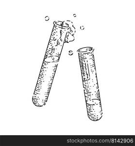 test tube hand drawn vector. laboratory chemistry, lab science, glass flask, medicine container test tube sketch. isolated black illustration. test tube sketch hand drawn vector