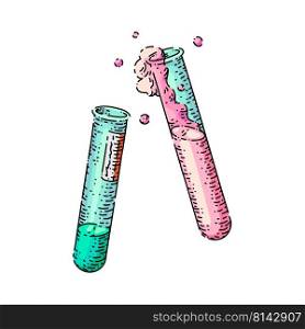 test tube hand drawn vector. laboratory chemistry, lab science, glass flask, medicine container test tube sketch. isolated color illustration. test tube sketch hand drawn vector