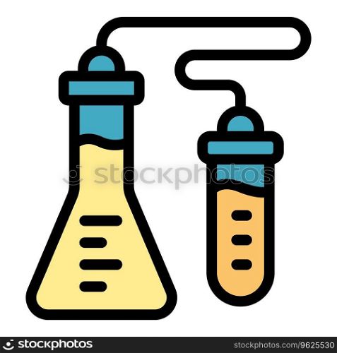 Test tube lab icon outline vector. Eco station. Space research color flat. Test tube lab icon vector flat