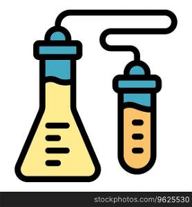 Test tube lab icon outline vector. Eco station. Space research color flat. Test tube lab icon vector flat
