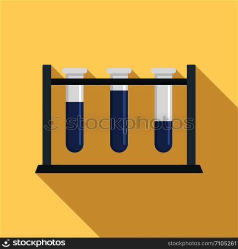 Test tube on stand icon. Flat illustration of test tube on stand vector icon for web design. Test tube on stand icon, flat style