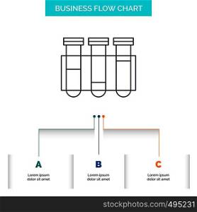 Test, Tube, Science, laboratory, blood Business Flow Chart Design with 3 Steps. Line Icon For Presentation Background Template Place for text. Vector EPS10 Abstract Template background