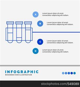 Test, Tube, Science, laboratory, blood Infographics Template for Website and Presentation. Line Blue icon infographic style vector illustration. Vector EPS10 Abstract Template background