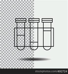 Test, Tube, Science, laboratory, blood Line Icon on Transparent Background. Black Icon Vector Illustration. Vector EPS10 Abstract Template background