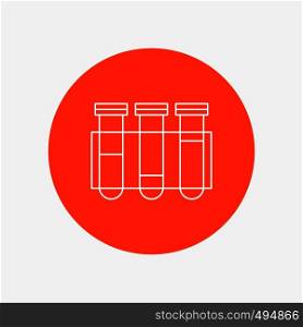 Test, Tube, Science, laboratory, blood White Line Icon in Circle background. vector icon illustration. Vector EPS10 Abstract Template background