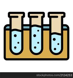 Test tube stand icon. Outline test tube stand vector icon color flat isolated. Test tube stand icon color outline vector