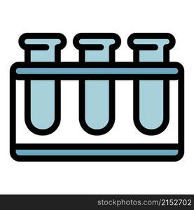 Test tube stand icon. Outline test tube stand vector icon color flat isolated. Test tube stand icon color outline vector