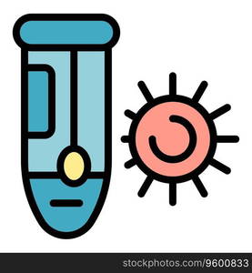 Test tube virus icon outline vector. Pcr health. Lab result color flat. Test tube virus icon vector flat