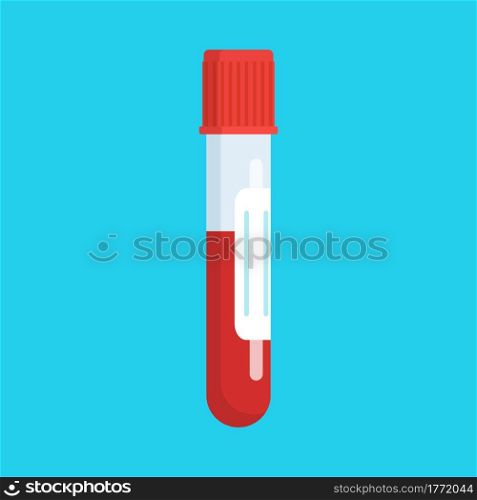 test tube with a blood sample. Web site page and mobile app design element. Medical blood test concept. Chemical laboratory analysis. Vector illustration in flat style. test tube with a blood sample