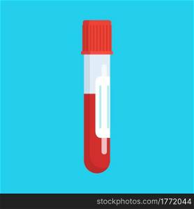 test tube with a blood sample. Web site page and mobile app design element. Medical blood test concept. Chemical laboratory analysis. Vector illustration in flat style. test tube with a blood sample