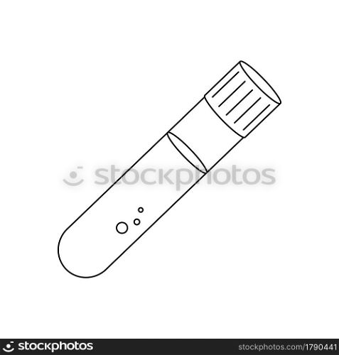Test tube with blood sample linear icon. Blood medical analysis. Editable stroke. Vector outline illustration.. Test tube with blood sample linear icon. Blood medical analysis