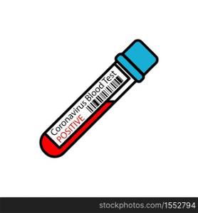 Test tube with blood sample positive SARS cronovirus