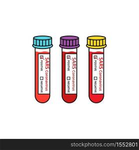 Test tube with blood sample positive SARS cronovirus