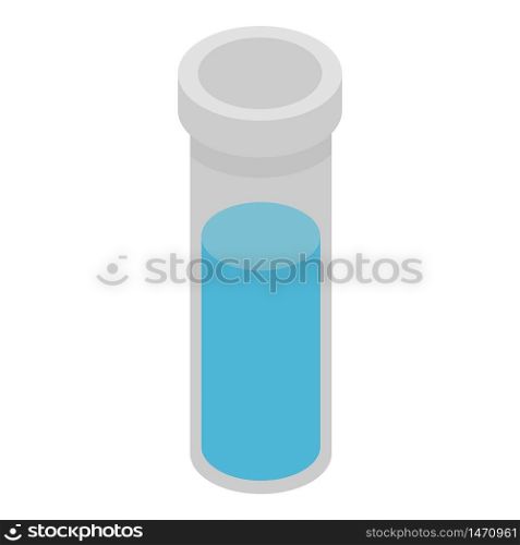 Test tube with blue liquid icon. Isometric of test tube with blue liquid vector icon for web design isolated on white background. Test tube with blue liquid icon, isometric style