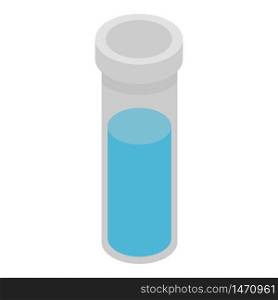 Test tube with blue liquid icon. Isometric of test tube with blue liquid vector icon for web design isolated on white background. Test tube with blue liquid icon, isometric style