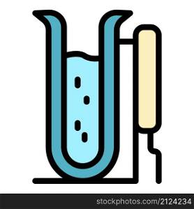 Test tube with liquid icon. Outline test tube with liquid vector icon color flat isolated. Test tube with liquid icon color outline vector