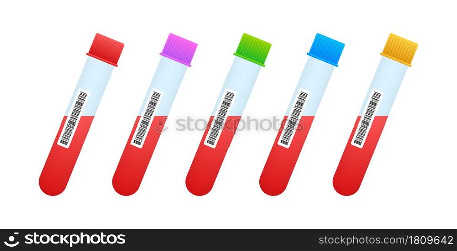Test tubes icon with long shadow. Blood test tubes silhouette. Vector stock illustration. Test tubes icon with long shadow. Blood test tubes silhouette. Vector stock illustration.
