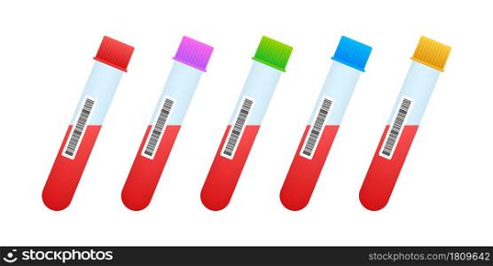 Test tubes icon with long shadow. Blood test tubes silhouette. Vector stock illustration. Test tubes icon with long shadow. Blood test tubes silhouette. Vector stock illustration.