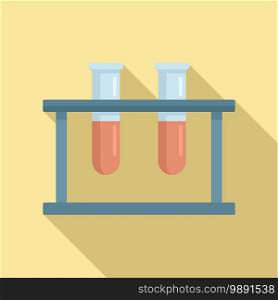 Test tubes stand icon. Flat illustration of test tubes stand vector icon for web design. Test tubes stand icon, flat style