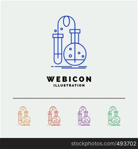 Testing, Chemistry, flask, lab, science 5 Color Line Web Icon Template isolated on white. Vector illustration. Vector EPS10 Abstract Template background