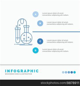 Testing, Chemistry, flask, lab, science Infographics Template for Website and Presentation. Line Blue icon infographic style vector illustration. Vector EPS10 Abstract Template background