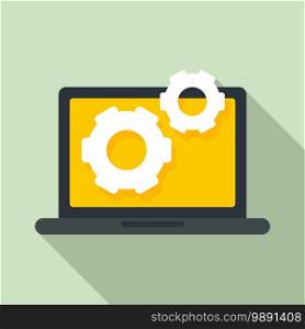 Testing laptop software icon. Flat illustration of testing laptop software vector icon for web design. Testing laptop software icon, flat style