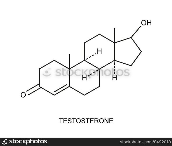 Testosterone icon. Chemical molecular structure. Steroid sex hormone sign isolated on white background. Vector graphic illustration.. Testosterone icon. Chemical molecular structure. Steroid sex hormone sign isolated on white background. Vector graphic illustration
