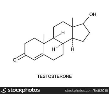 Testosterone icon. Chemical molecular structure. Steroid sex hormone sign isolated on white background. Vector graphic illustration.. Testosterone icon. Chemical molecular structure. Steroid sex hormone sign isolated on white background. Vector graphic illustration