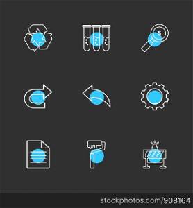 testtube , dollar, search , forword , next , back , setting , gear , file , paint roller , bord , icon, vector, design, flat, collection, style, creative, icons