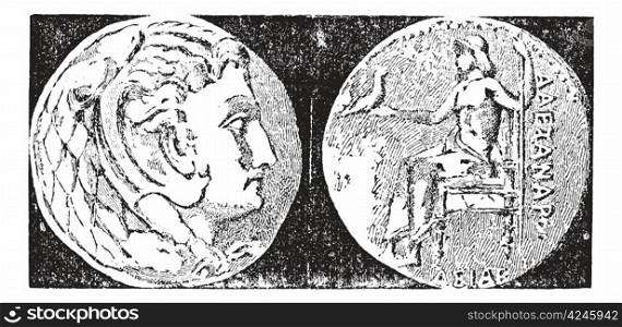 Tetradrachm, vintage engraved illustration. Dictionary of words and things - Larive and Fleury - 1895.