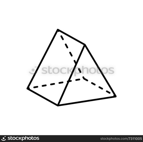 Tetrahedron black geometric figure geometric shape projection of dashed and straight lines with sharp angles isolated vector illustration sketch icon. Tetrahedron Geometric Figure with Sharp Angles