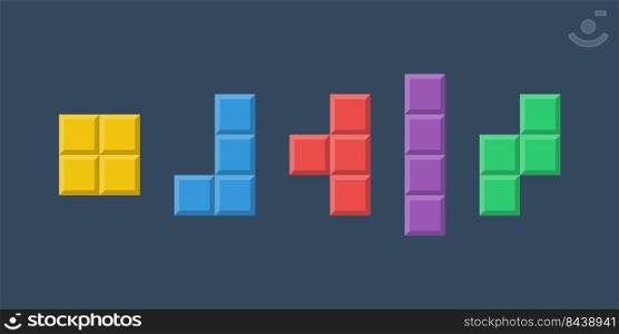 Tetris figure icon symbol set