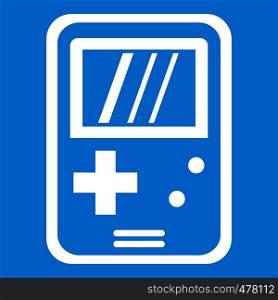Tetris icon white isolated on blue background vector illustration. Tetris icon white