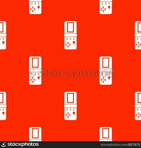 Tetris pattern repeat seamless in orange color for any design. Vector geometric illustration. Tetris pattern seamless