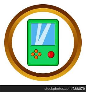 Tetris vector icon in golden circle, cartoon style isolated on white background. Tetris vector icon