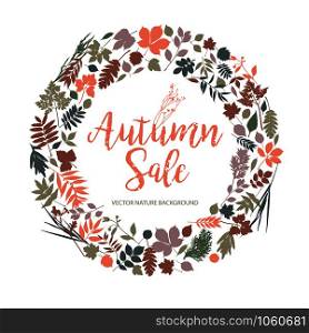 Text Autumn Sale in calligraphic hand drawn style. Fall style for autumn sale.. Text Autumn Sale in calligraphic hand drawn style.