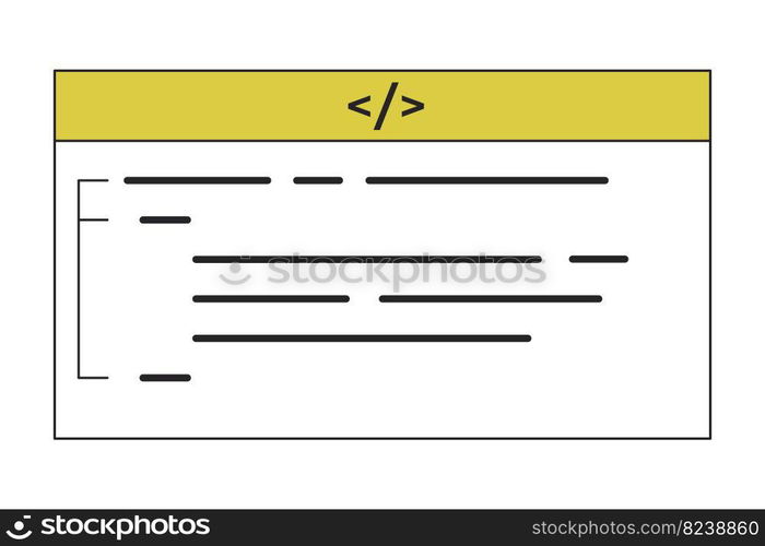 Text-based coding linear flat duo color vector icon. Programming language. Editable thin line duotone element on white. Simple lineart style spot illustration for web graphic design and animation. Text-based coding linear flat duo color vector icon