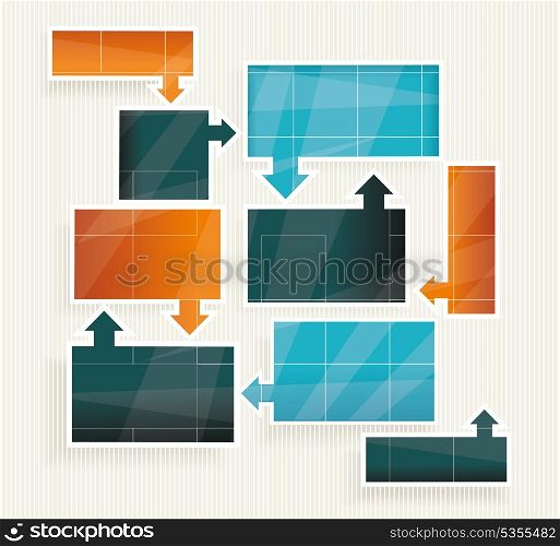 Text box vector. Frame vector. Colorful cubes with arrows and place for your text.