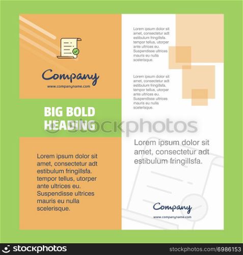 Text document Company Brochure Title Page Design. Company profile, annual report, presentations, leaflet Vector Background