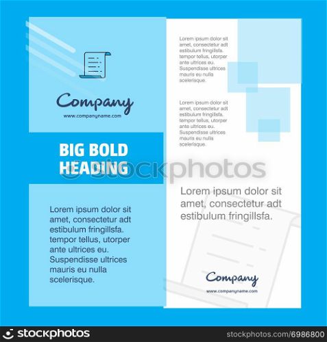 Text document Company Brochure Title Page Design. Company profile, annual report, presentations, leaflet Vector Background
