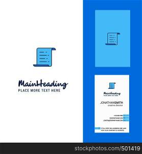 Text document Creative Logo and business card. vertical Design Vector