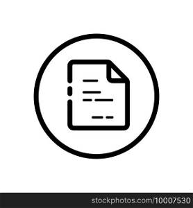 Text document. Paper with content. Invoice. Commerce outline icon in a circle. Isolated vector illustration